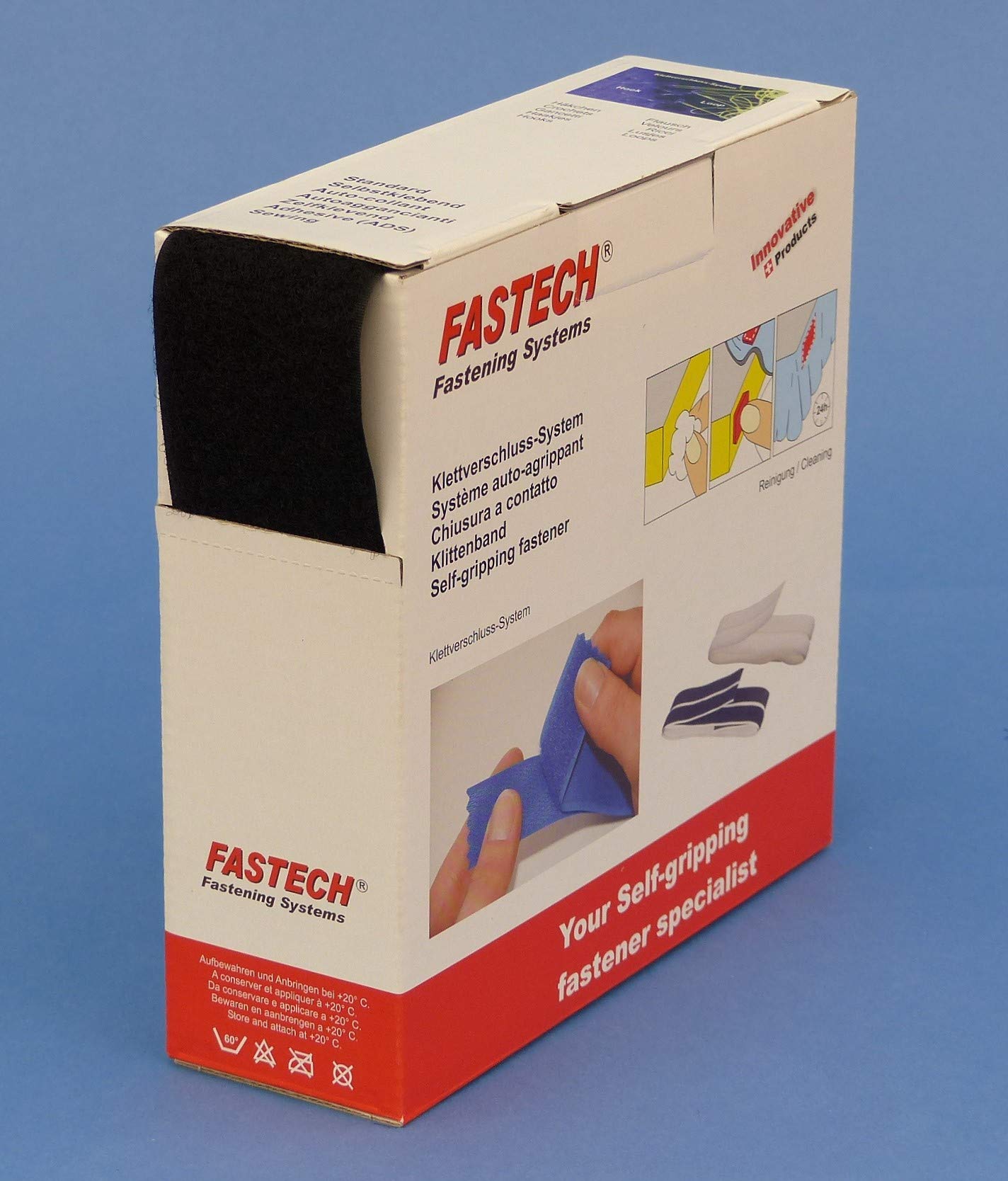 FASTECH® B50-STD-L-999910 - Nastro autoadesivo, in velluto, 10 m x 50 mm, lunghezza 10 m, colore: nero