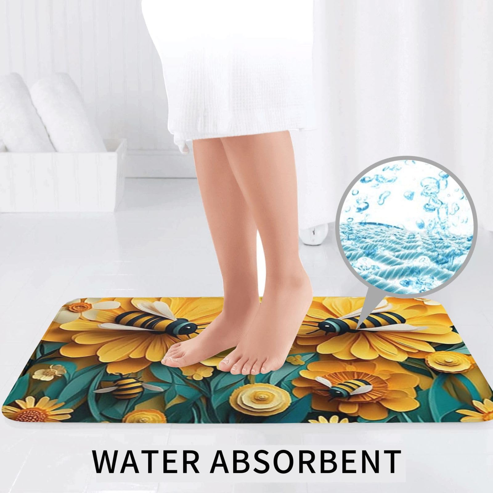 Juego de alfombras de baño de 3 piezas, alfombras de baño de espuma viscoelástica suave y absorbente y alfombra de inodoro en forma de U, decoración del hogar, secado rápido