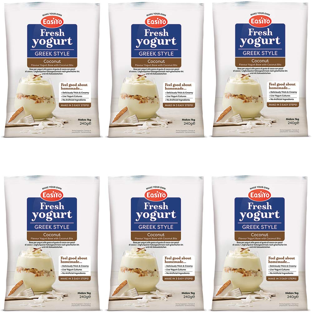 Easiyo Greek & Coconut Premium Yoghurt Mix 240g (Pack of 6)