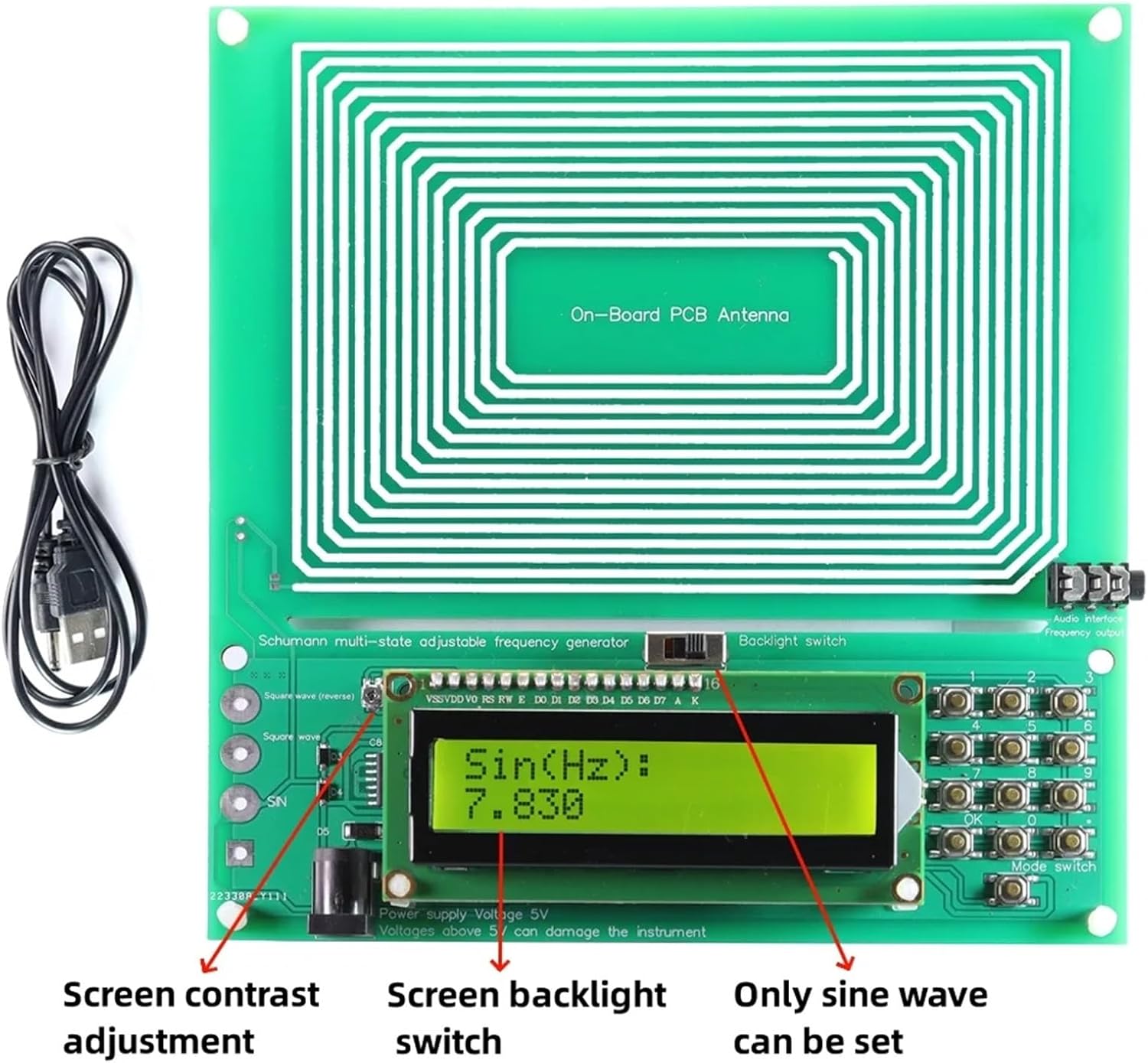 COKYIS Adjustable 0.001HZ-200KHz 7.83HZ Schumann Resonance Ultra-Low Frequency Pulse Wave Generator Audio Resonator
