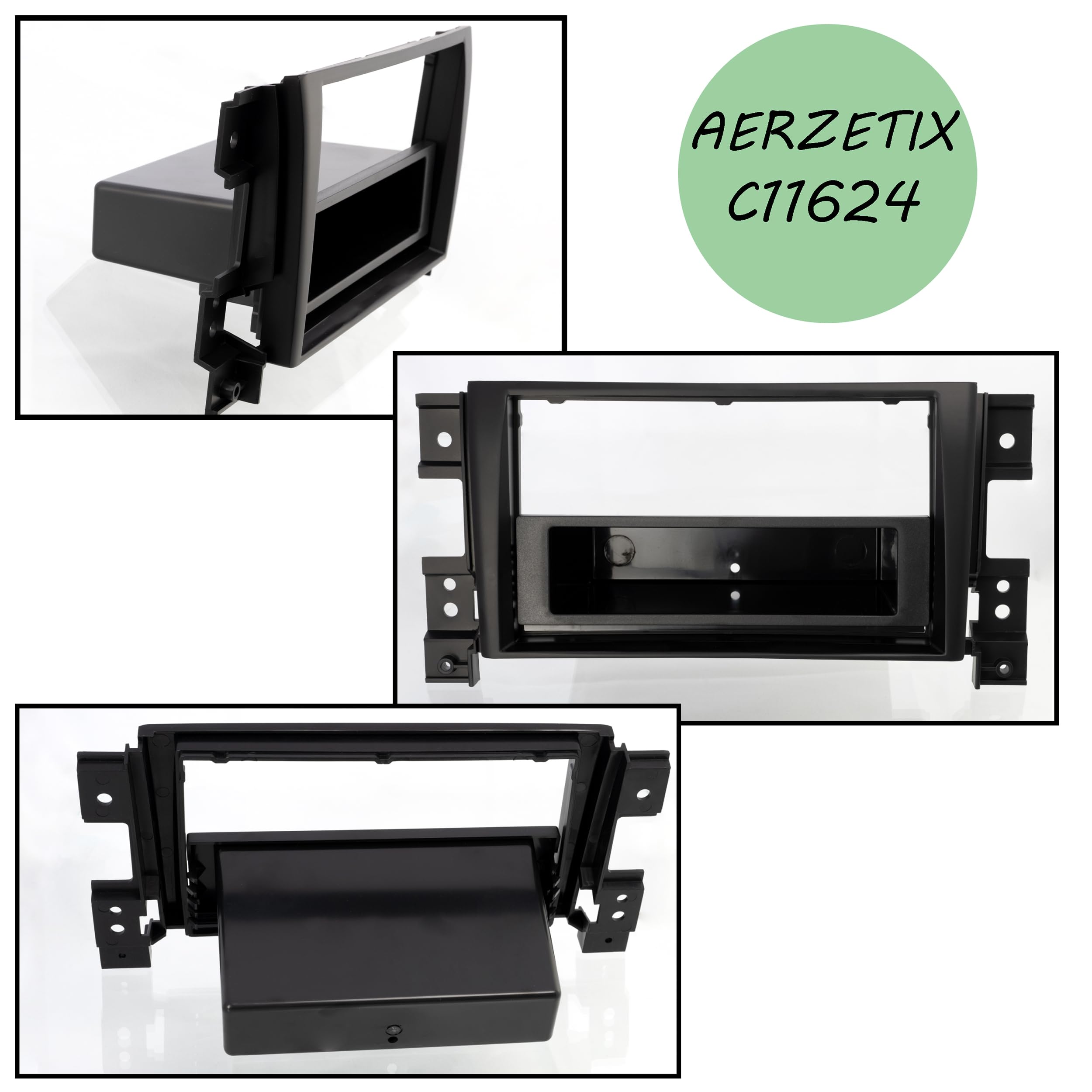 AERZETIX - C11624 - Cadre/façade/Adaptateur 2 ISO pour autoradio de Voiture - en Plastique - Compatible avec Suzuki Grand Vitara 2005+