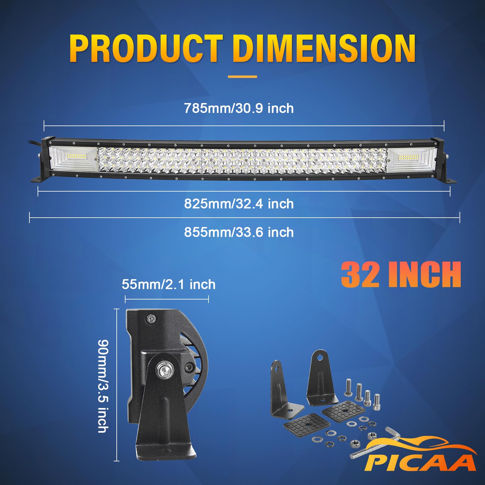 Barre LED 23 Pouces 324W - 3 Rangées Pour 4x4, Camion, SUV | 12V/24V, IP67, 6000K