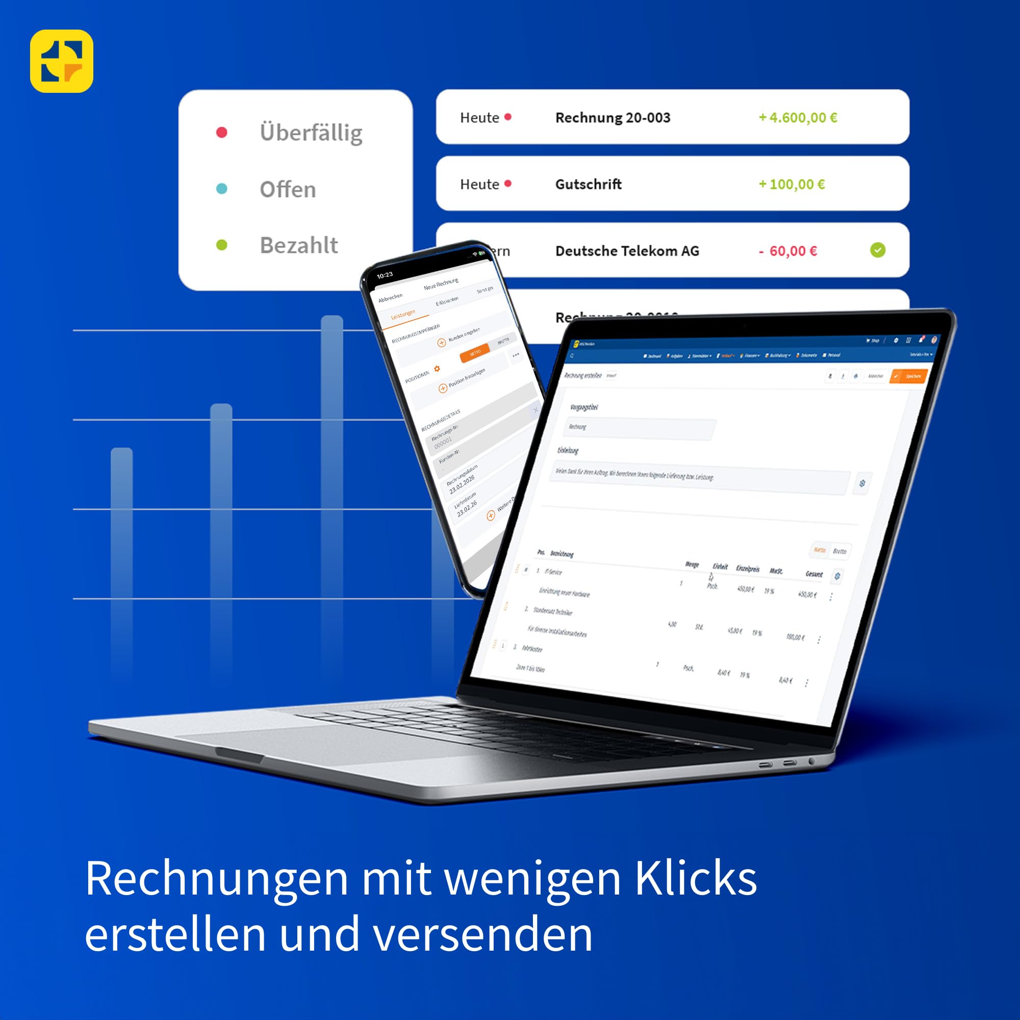 WISO MeinBüro XS | Rechnungen schreiben, Buchhaltung vorbereiten, Auftragsabwicklung | 1-Jahres-Abonnement