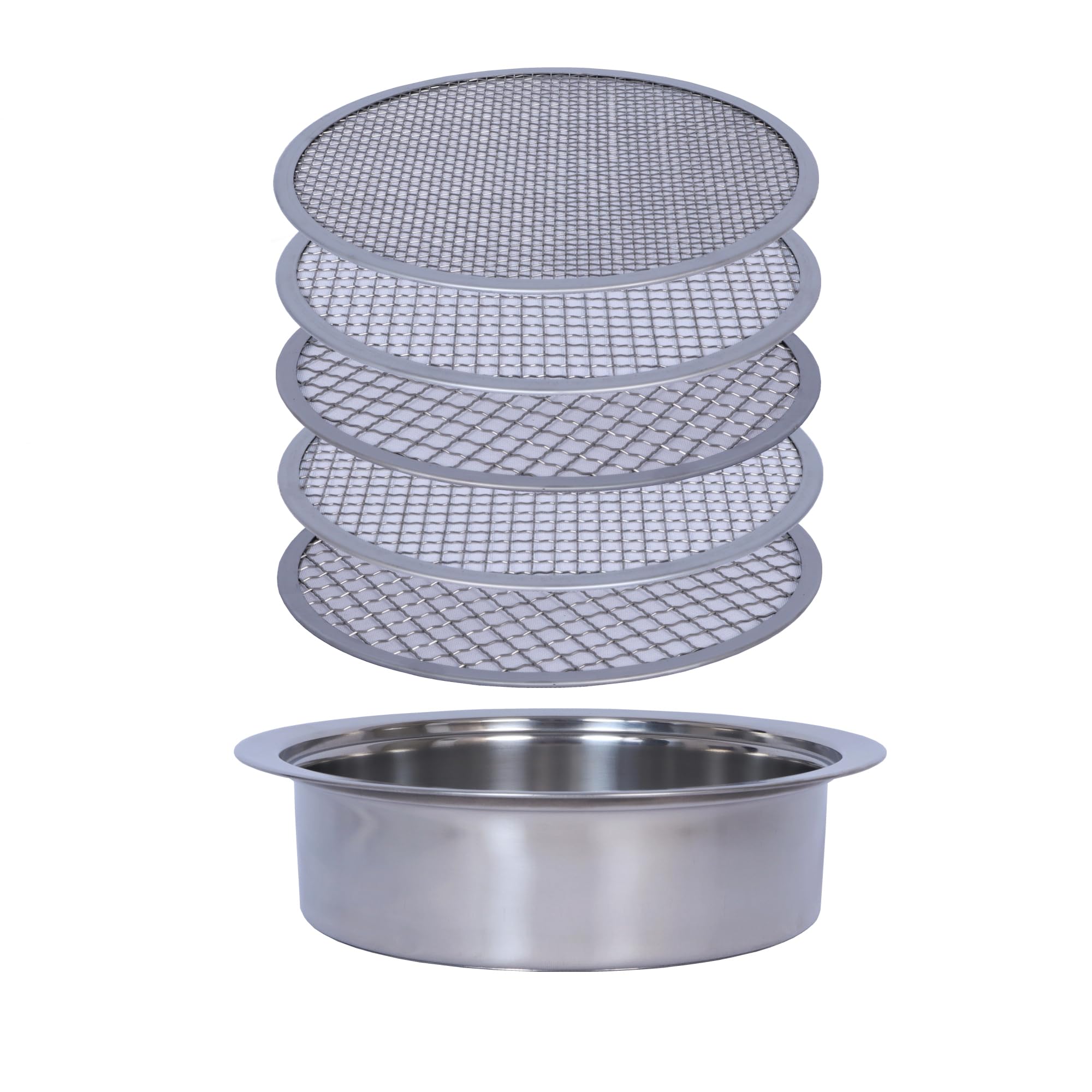 Soil Sifter Set for Garden with 5PCS Mesh(1,3,6,9,12mm) Sieve for Rocks and Sand