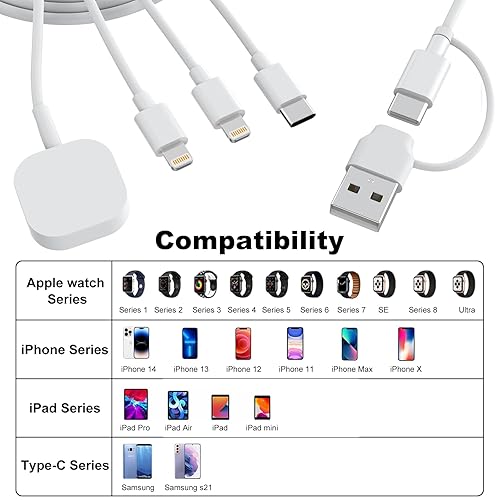 Miniatura 3 de Cargador USB C para Apple Watch 2023 con cargador de pared rápido PD de 20 W para Apple WatchiPhoneAirpods, cable de carga magnético 4 en 2 iWatch