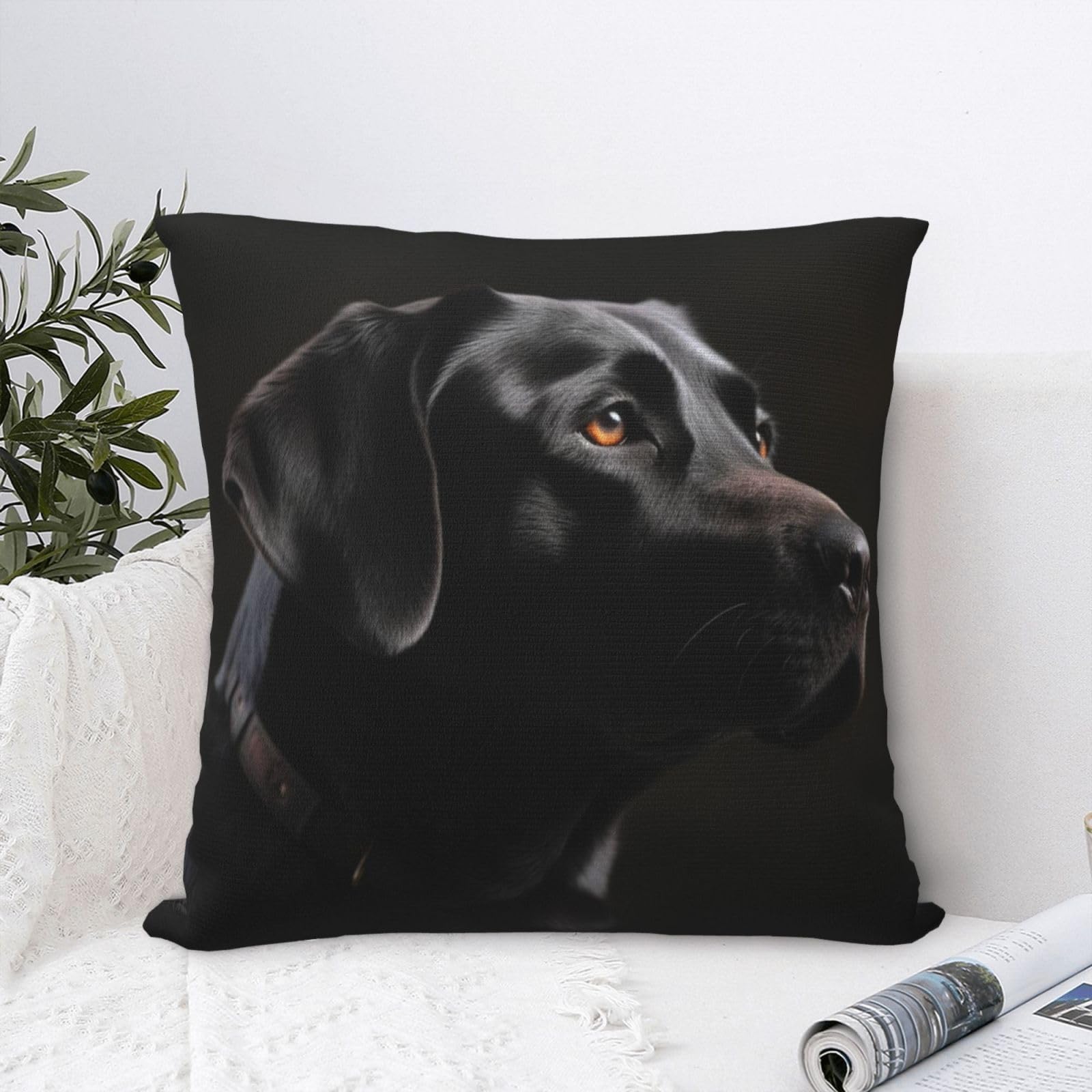 FodPand Luxury Velvet Throw Pillow Covers 20"x20" Super Soft Decorative Pillow Cases - Black Labrador Pillowcases Modern Lumbar Cushion Cases for Couch Sofa Bed Pillow Shams