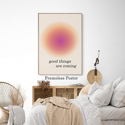 Miniatura 6 de Pósteres de Aura para habitación, pósteres estéticos positivos con texto en inglés "Good Things Are Coming", arte de pared minimalista con