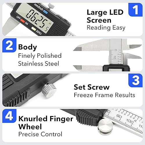 Miniatura 10 de Calibre digital electrónico calibrador Vernier de plástico herramienta de medición de calibrador con conversión de pulgadasmilímetro pantalla LCD