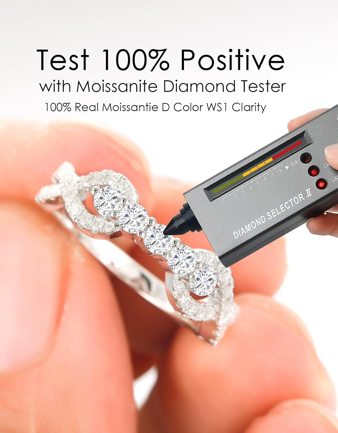 Moissanite Eternity Rings Wedding Bands D Color VVS1 Clarity Round Brilliant Cut 925 Sterling Silver Anniversary Band Rings for Women with Certificate