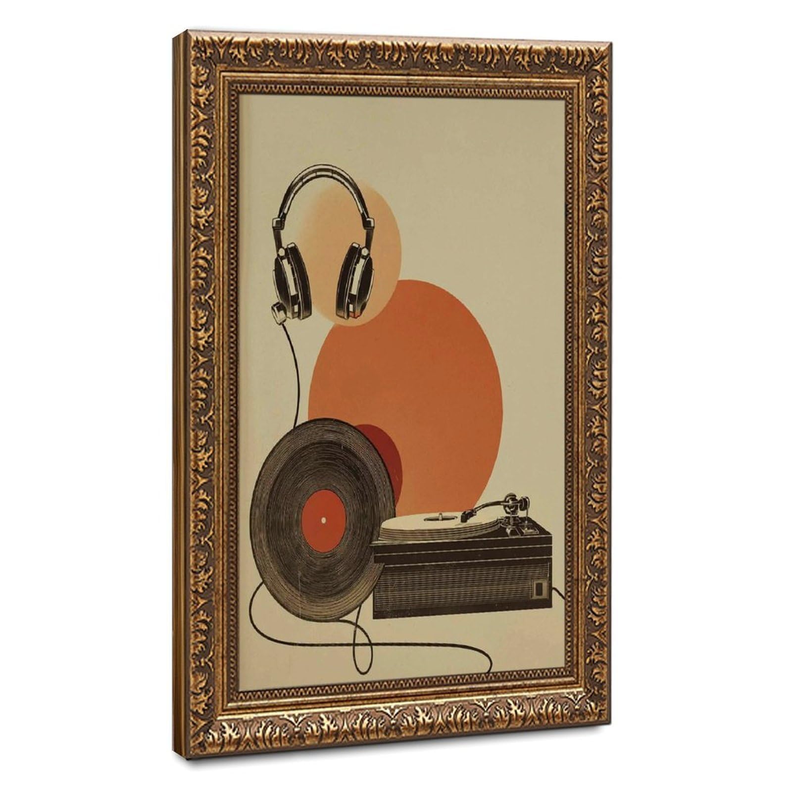 Bareronor Retro Vinyl Record Canvas Poster Bedroom Decor Landscape Office Room Decor Gift 24" L X 36" W