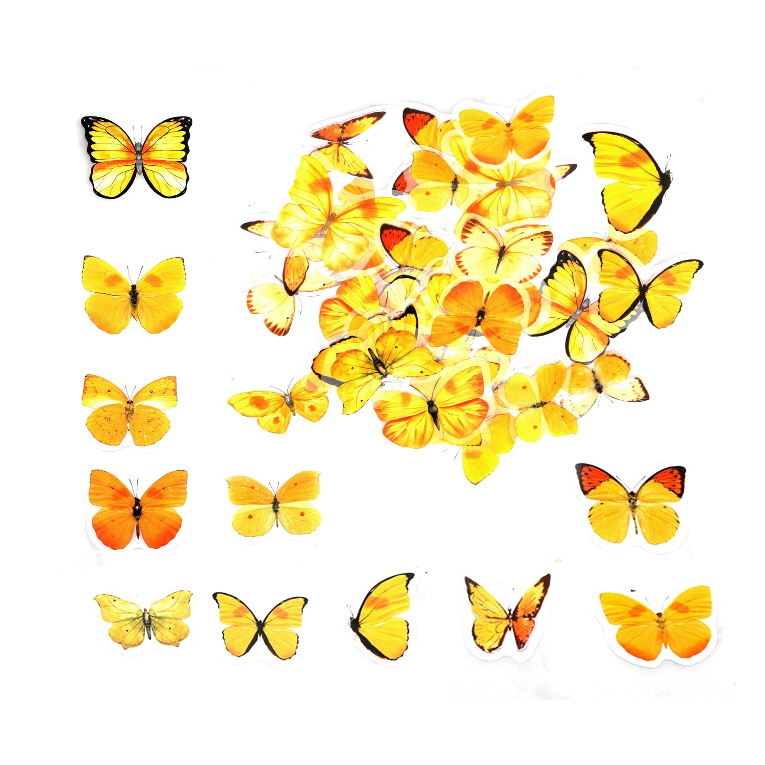 Rumyve Gold 40Pcs Butterfly Stickers Set - Vintage Self-Adhesive Decoration For Scrapbook, Transparent Craft, Diy Album, Notebook (Gold)