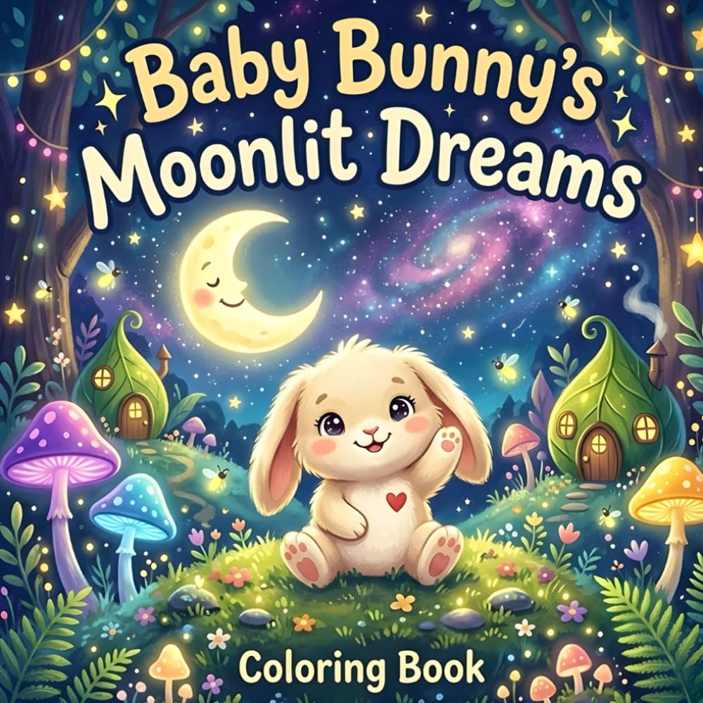 Baby Bunny’s Moonlit Dreams: Simple & Cute Animal Coloring Book