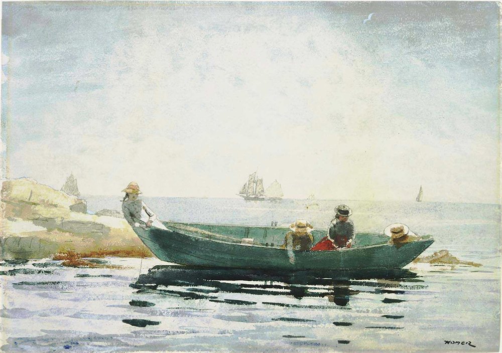 Peinture Winslow Homer The Green Dory grand format cadre noir deco murale ocean
