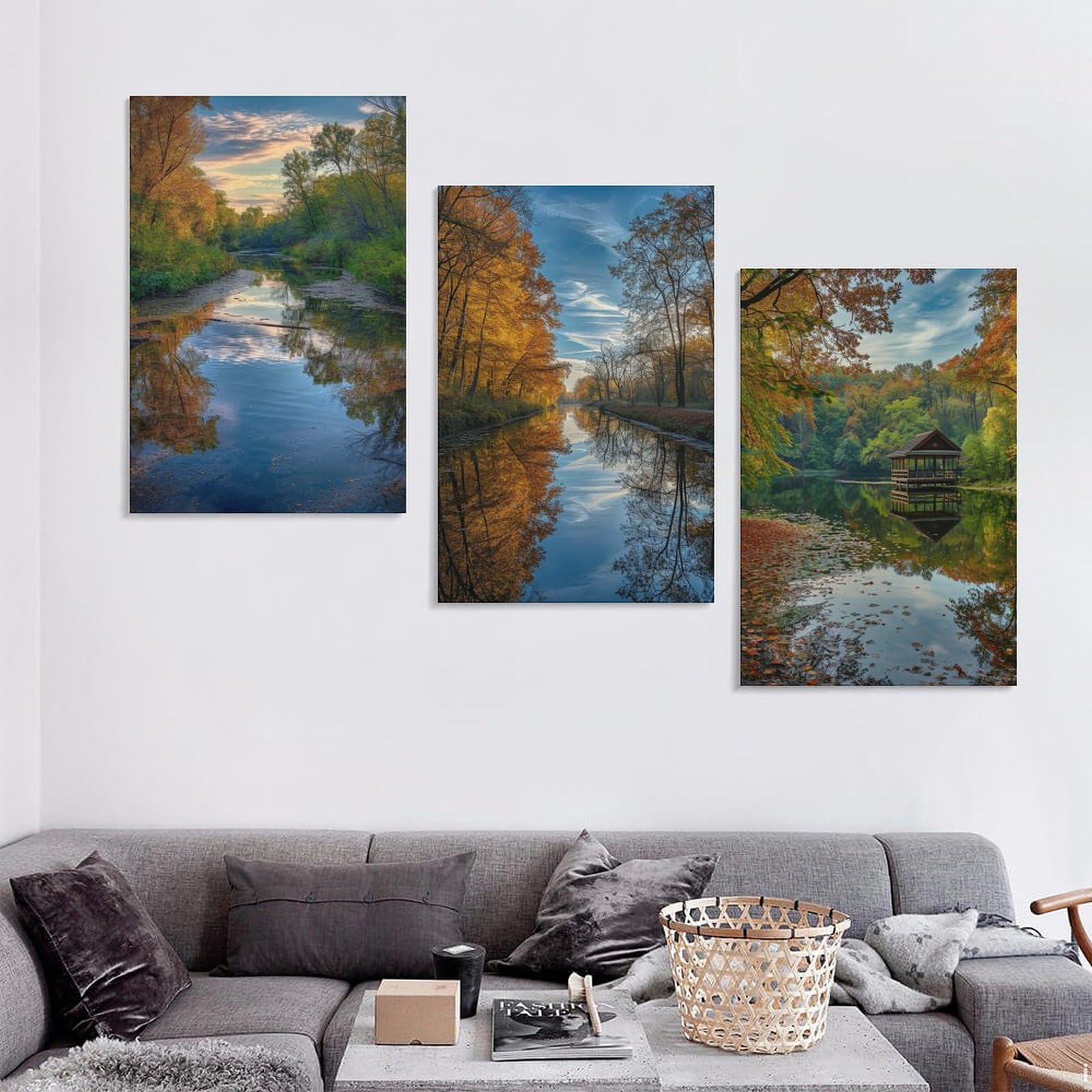 新品　ガラス　壁掛け　アートパネル ポスター　3PCSセット 自然風景　絵画 Amazon.co.jp: 3枚 静かな森の中で自然の美しさを感じる 絵画