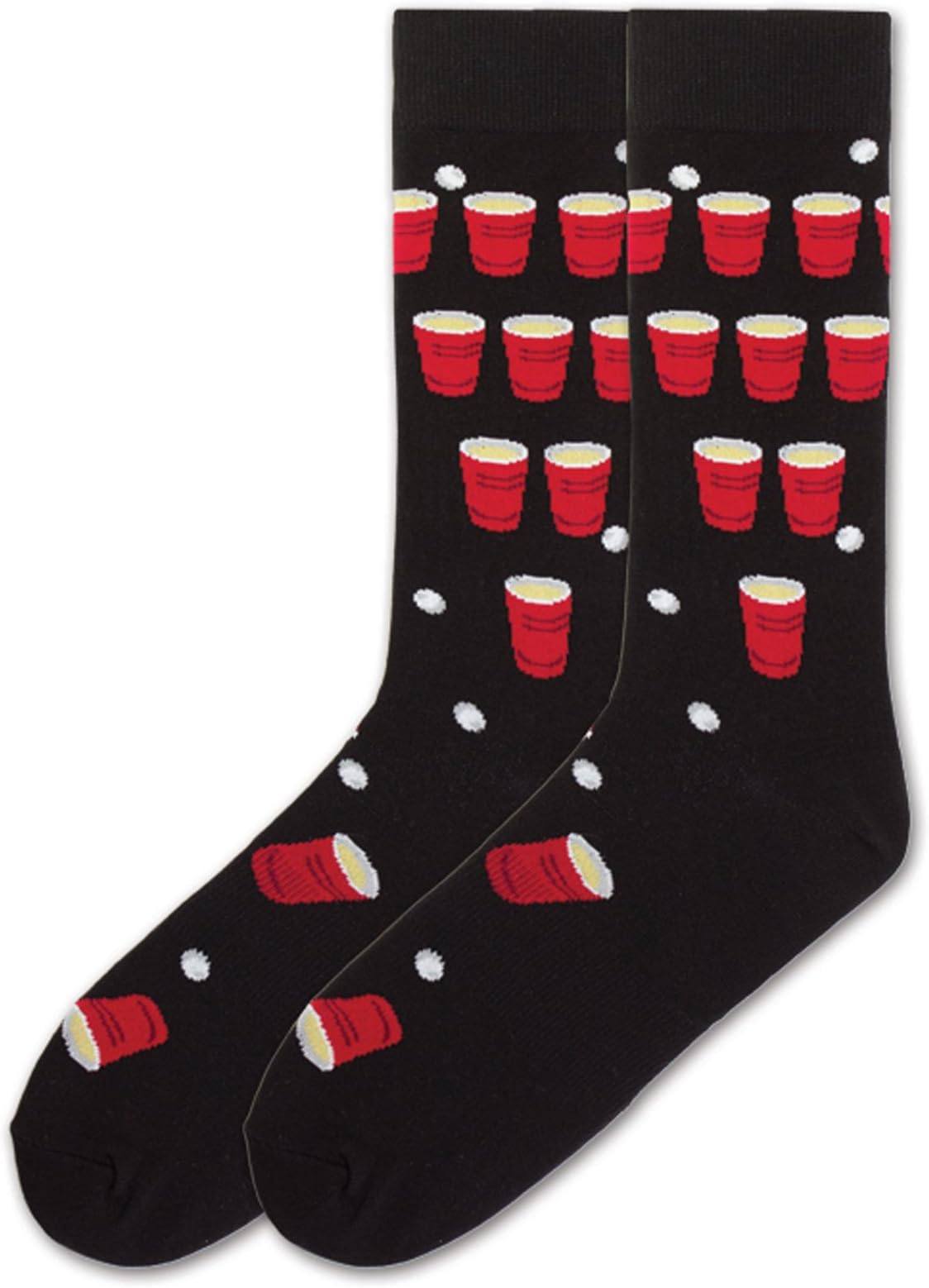 K BELLSocks Men's Fun Sports & Outdoors Crew Socks-1 Pairs-Cool & Funny Novelty Gifts, Beer Pong (Black), 6.5-12