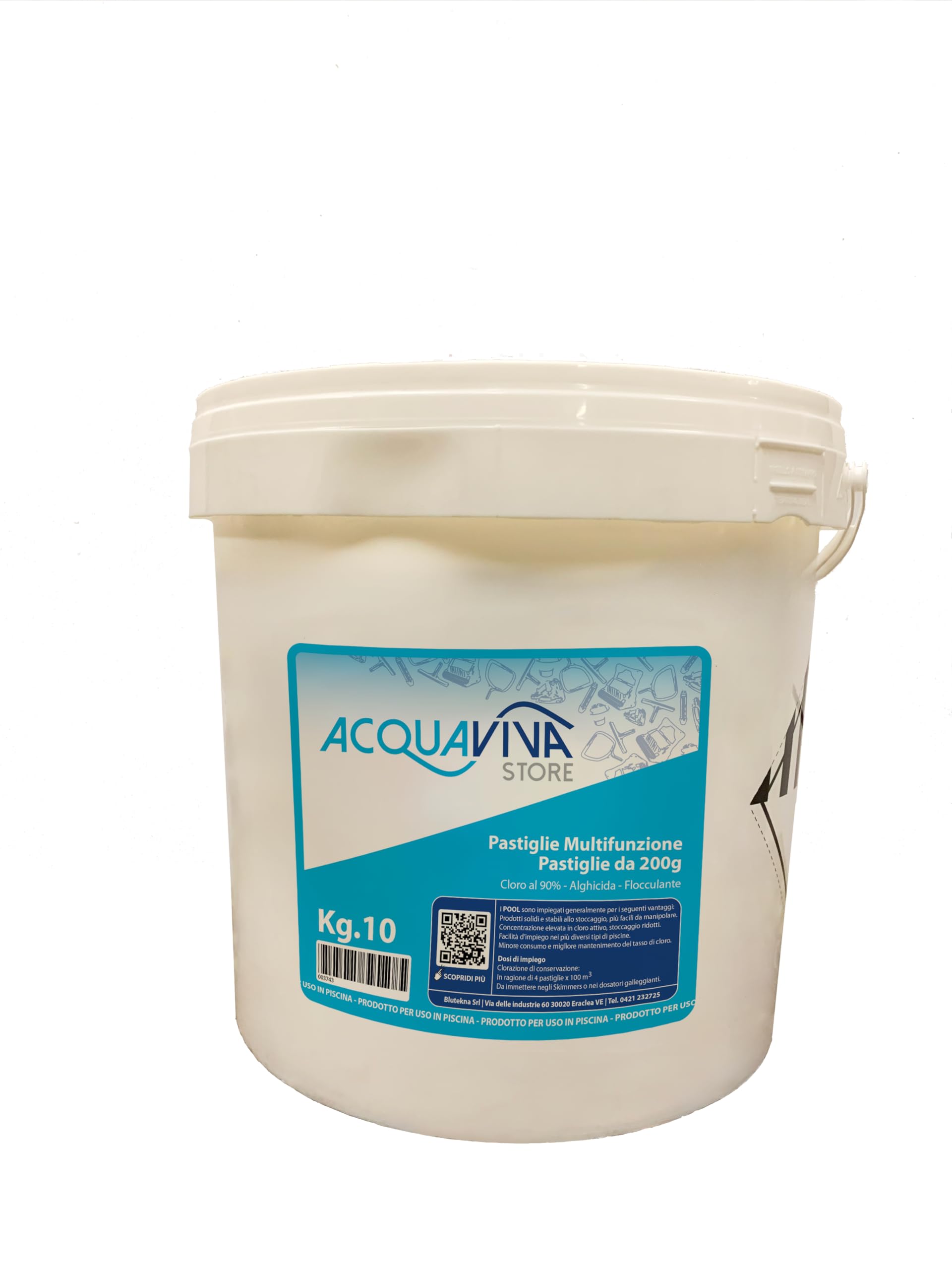 Cloro Multifunzione Piscina in pastiglie da 200g Confezione da 10Kg