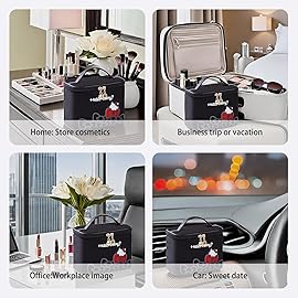 AmBealla Makeup Bag Large Waterproof Cosmetic Bags with Makeup Brush Holder, Cute Printed Makeup Organizer for Women Traveling,Portable Toiletry Bag for Girls