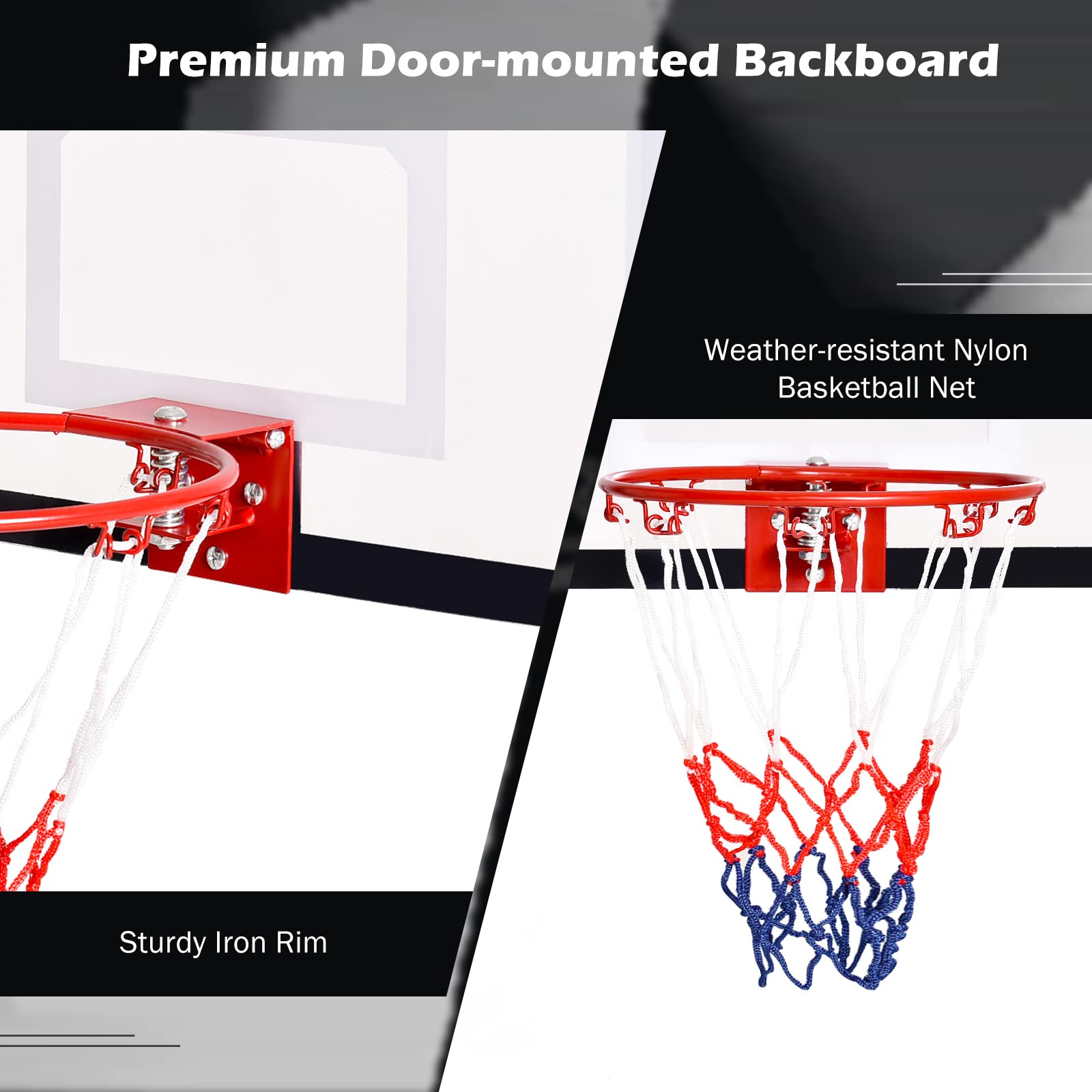 GYMAX Basket a Muro Trasparente, Tabellone da Basket in Plastica con Canestro, con Tabellone in PC Antirottura, Rete Resistente, con Canestro Diametro 23.5 cm, 45x30 cm