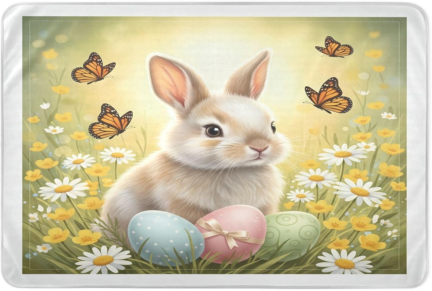 CEBUGI 34” x 52”Washable Underpads Heavy Absorbency Waterproof Incontinence Bed Pads Easter Bunny Pee Pads for Adults Kids and Baby