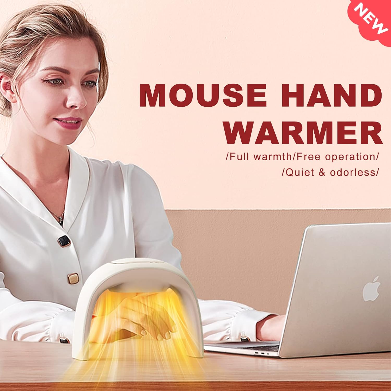 Heated Mouse Pad Hand Warmer Super Quiet, 110v 100w Desk Mouse Pad Hand Warmer, Personal Desk Heater Energy Efficient Ceramic Office with Thermostat Low Wattage - White - Image 2