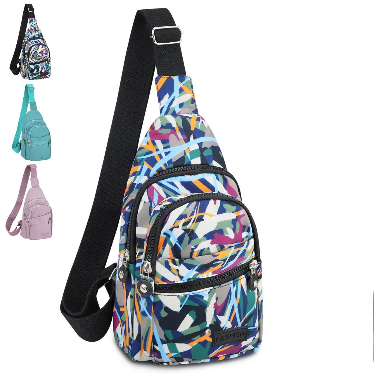 Sling Chest Bag for Women, Waterproof Nylon Crossbody Shoulder Bag, Durable Multi-use Crossbody Backpack with Earphone Hole, Lightweight Crossbody Gym Daypack for Travel Cycling