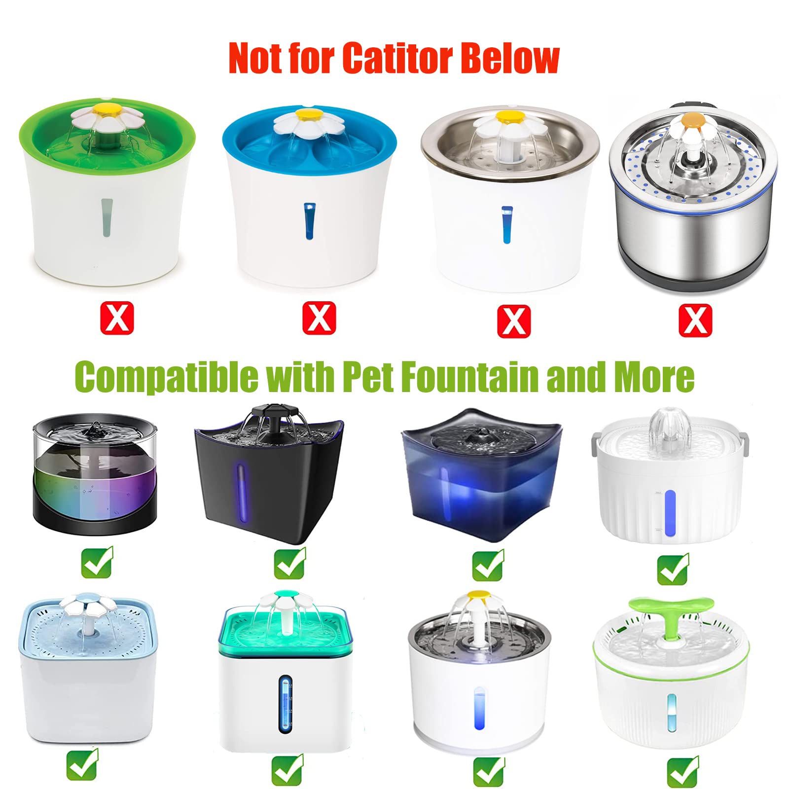 Filtros de fuente de agua para gatos, filtros de fuente de mascotas de 5 pulgadas, repuesto de filtros de carbón activado para fuente de perro, compatible con dispensador automático de agua para gatos
