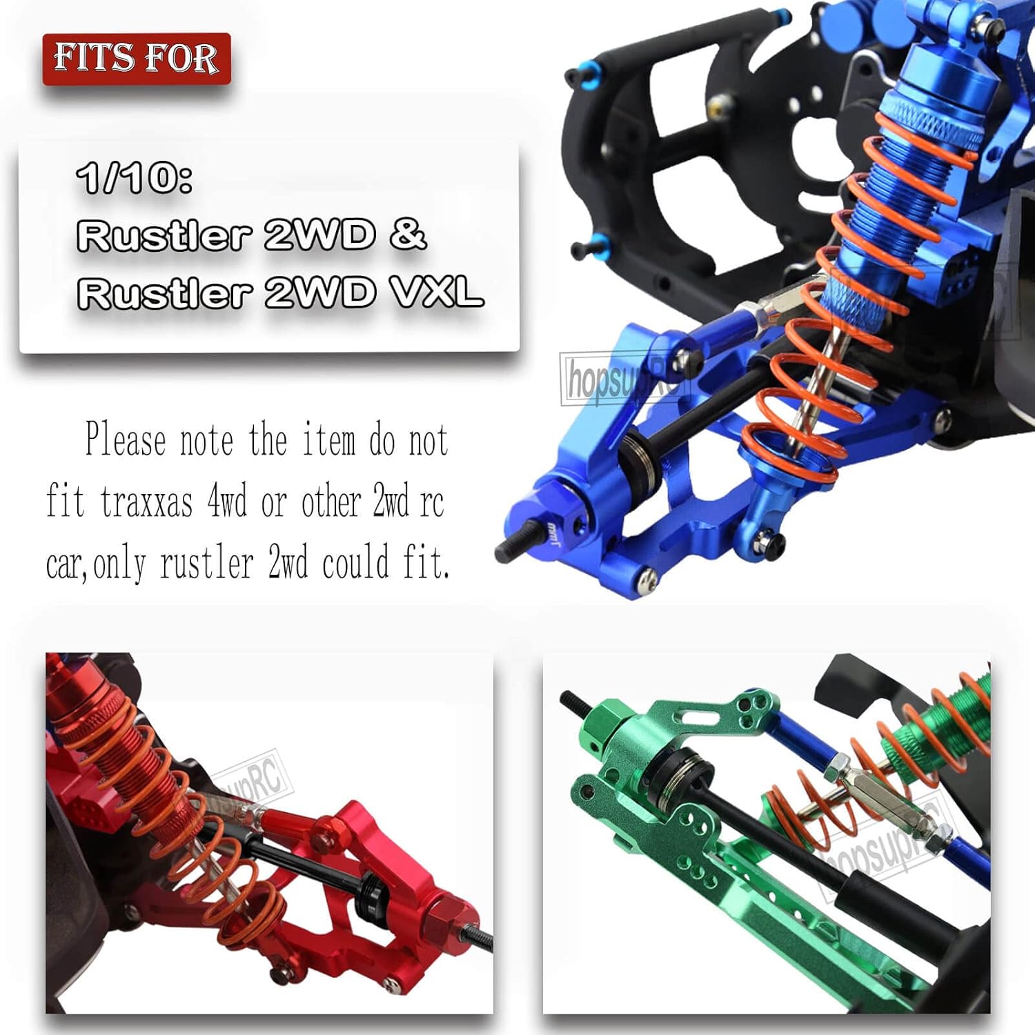 RC Alloy Front Rear Suspension Arm Upgrades Part for 1/10 Rusltler 2WD VXL,Caster Block,Steering Blocks,Rear Stub Axle Carriers,Shock Tower,Steering Bellcranks,Front Bulkhead,Blue