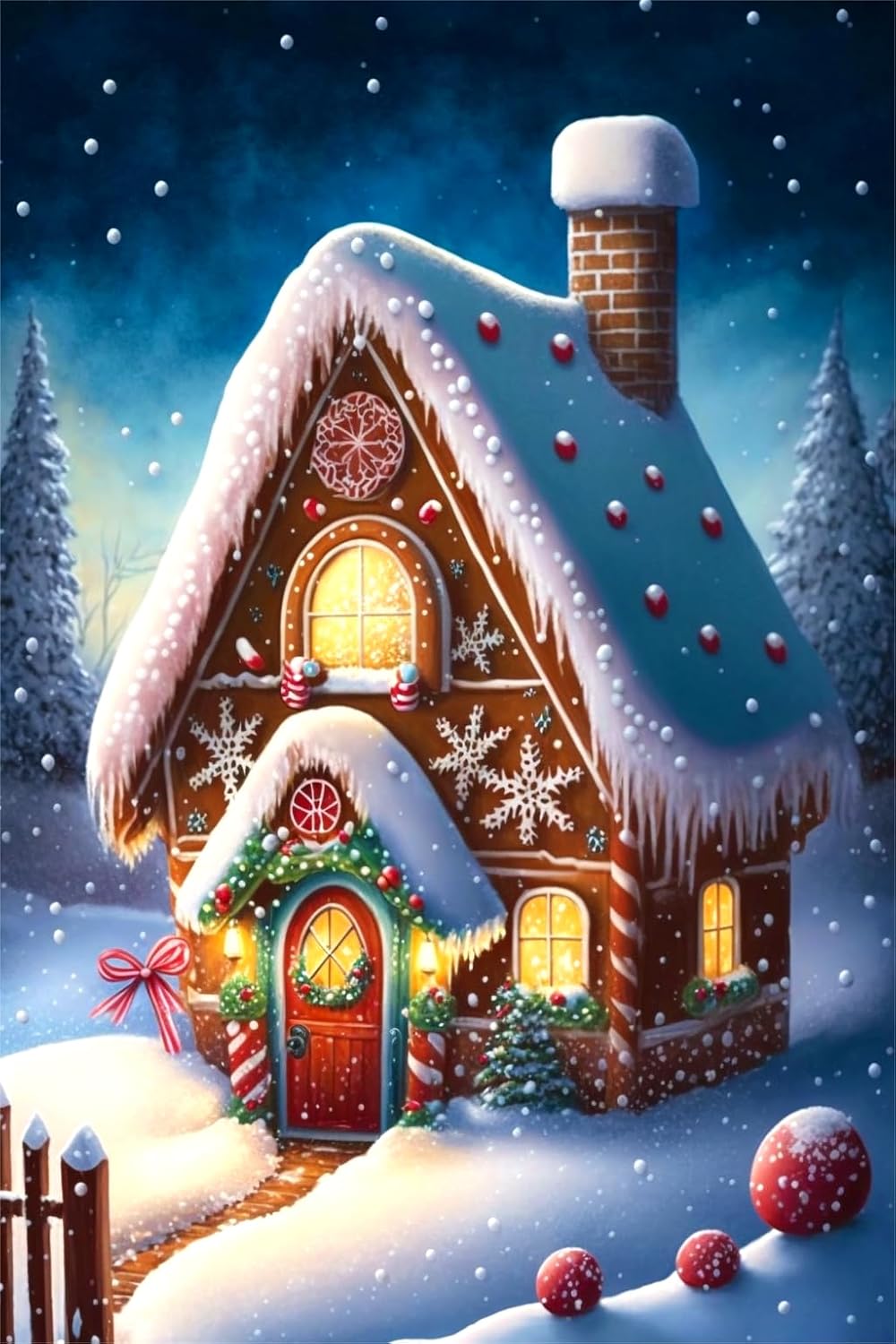 IEFSCAY Diamond Painting Kits Cookie Snowhouse Diamond Painting Full Round Diamond Embroidery Crystal Painting Kits, Beautiful Christmas Gifts Thanksgiving Home Decor 20 X 20 inch