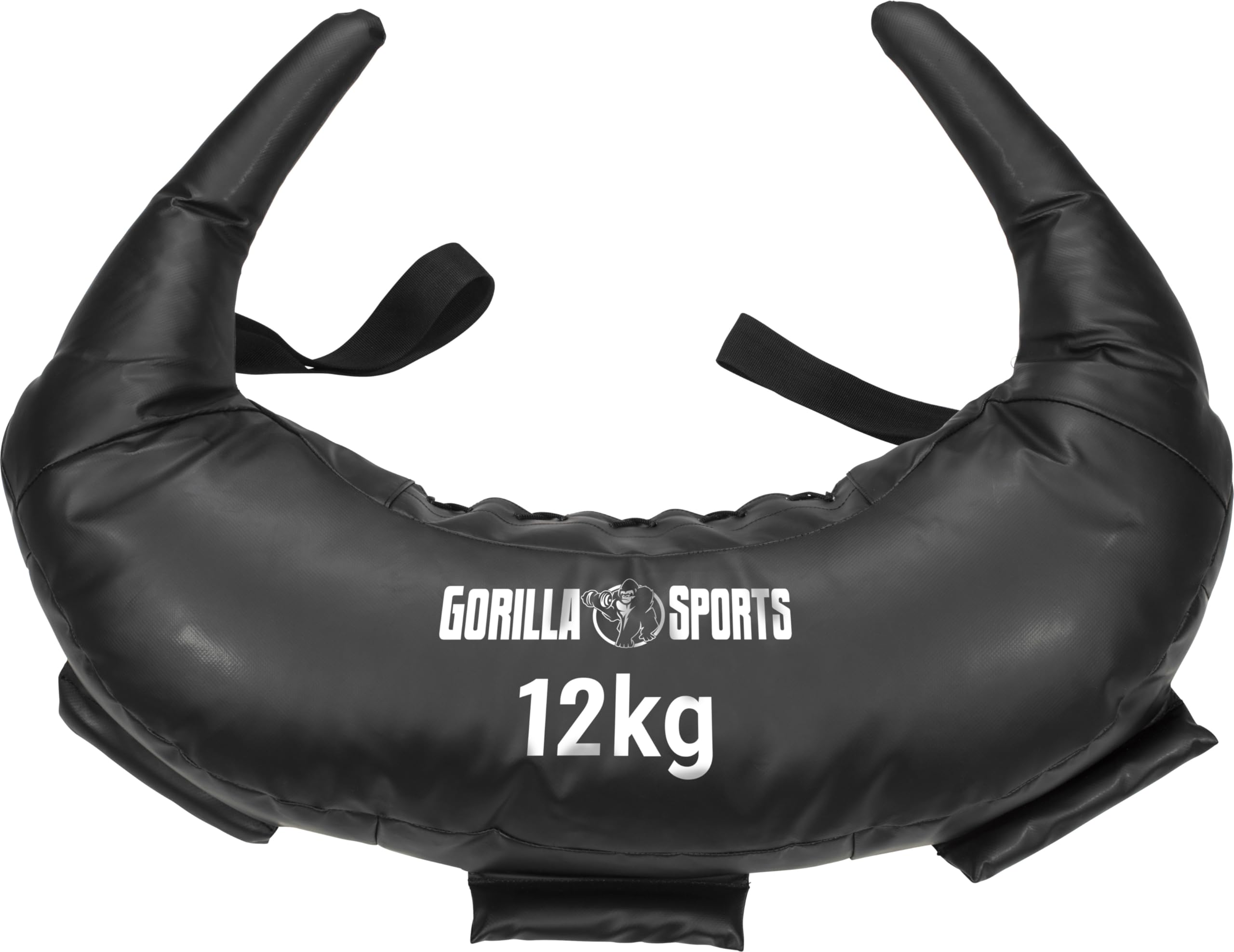 GORILLA SPORTS® Sacca Bulgara - Riempimento di Sabbia e Ghiaia d'Acciaio, Peso a Scelta (5, 8, 12, 17, 22,5 kg), Nero - Bulgarian Bag, Allenamento, Borsa Fitness, Sacco di Sabbia, Palestra
