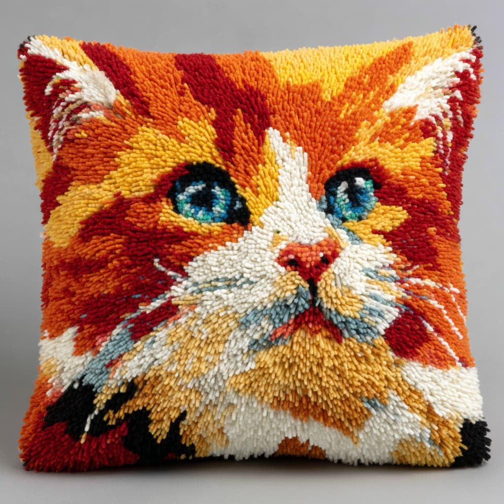 WallustrioaW Latch Hook Kits Pillow,Animals and Cats