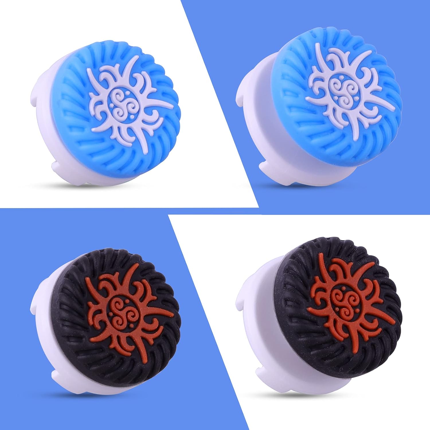 Thumbsticks for PS4 & PS5, PowerLead 2 Pairs/4 PCS Replacement Silicone Thumb Grip Caps, Joystick Protect Cover for PS4 & PS5 Controllers | 2 High-Rise, 2 Mid-Rise