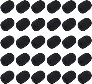 MEISO 30 Pcs Black Mini Foam Microphone Windscreen, Microphone Cover Mic Cover Density Foam