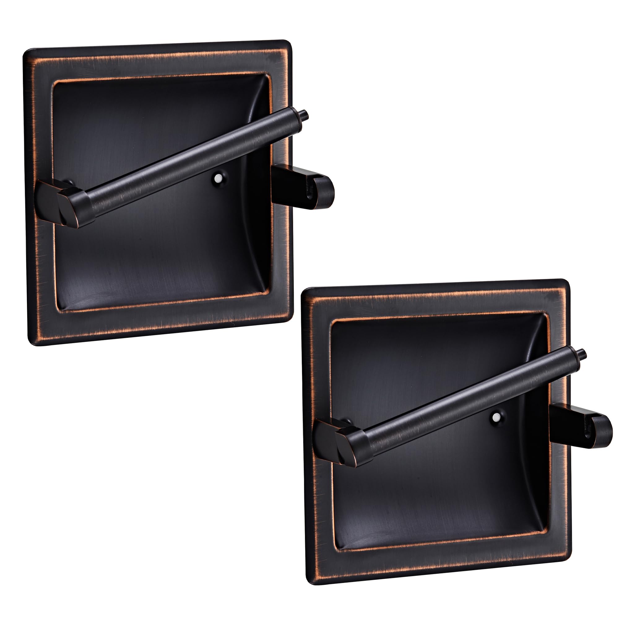 WZKALY Toilet Paper Holder 2 Pack, Recessed Pivoting Toilet Paper Holder Wall Mount Stainless Steel for Large Rolls in Bathroom (Oil Rubbed Bronze)