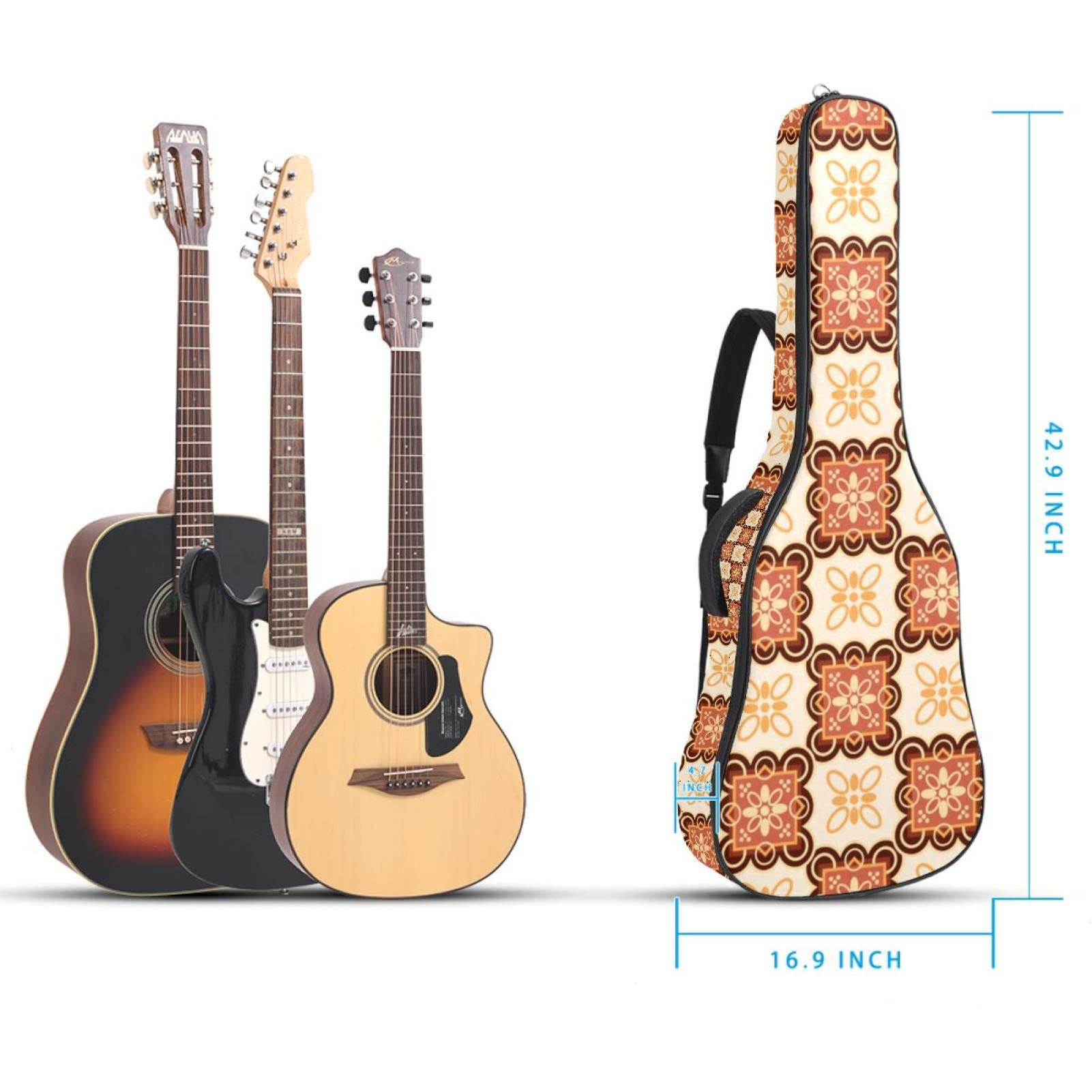 Torba na gitarę akustyczną wodoodporna gitara plecak gruby miękki wyściełany ryba gwiazda meduza klasyczna obudowa na gitarę, Kolor8, 42.9x16.9x4.7 in, Organizer do torby