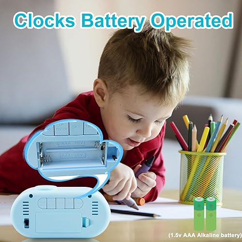 Miniatura 7 de Potuopy Reloj despertador para niños, despertador digital con repetición, lámpara sónica, temporizador, 8 tonos de llamada, 1224 horas, reloj