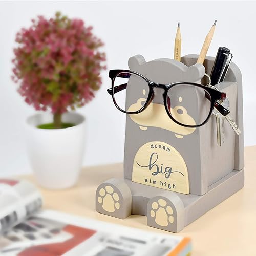Miniatura 20 de I'm - Soporte multiusos de madera para lentes, teléfono, pluma y lápiz, accesorios de escritorio, decoración de escritorio, hogar, oficina, Oso