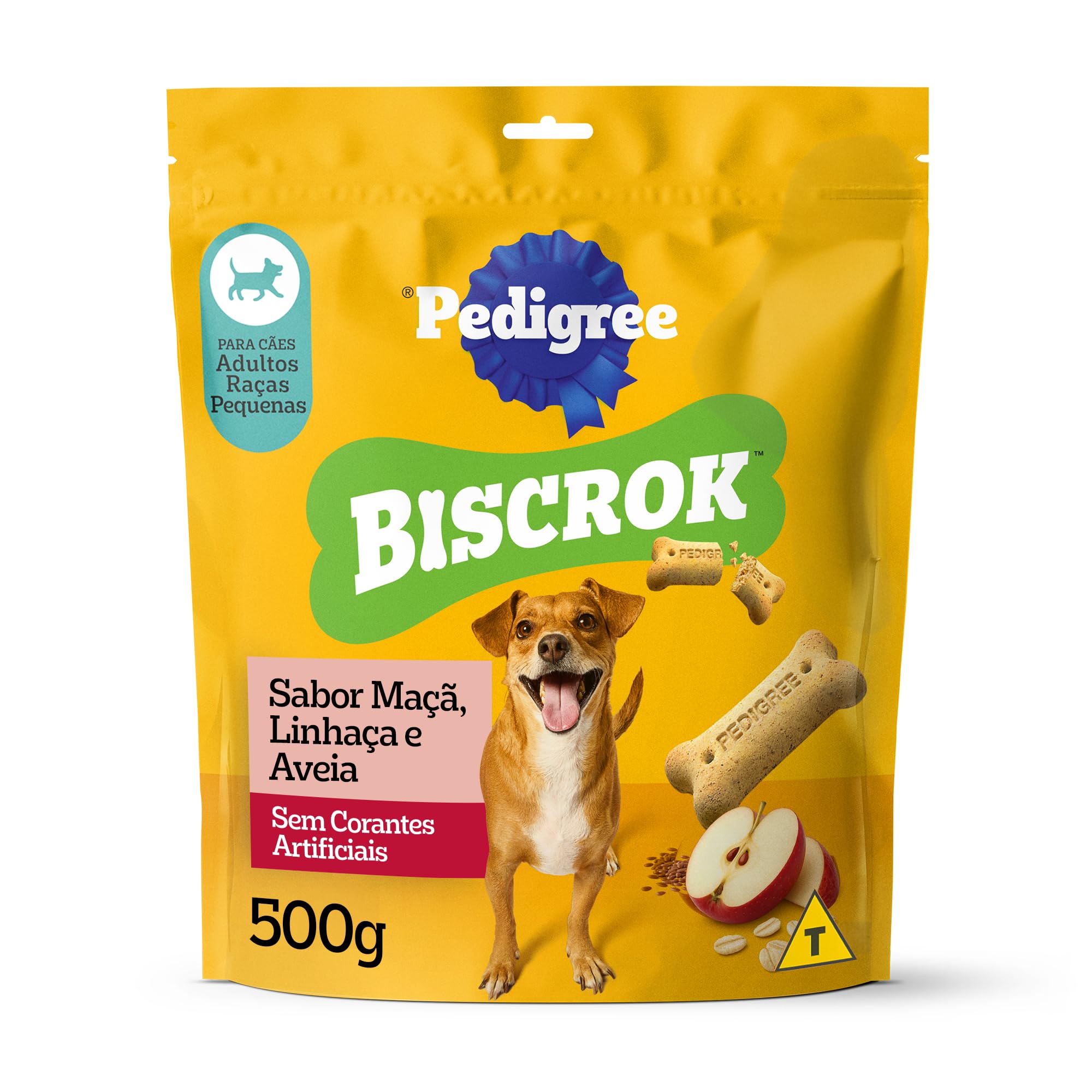 Biscoito Pedigree Biscrok Para Cães Adultos Raças Pequenas Sabor Maça, Linhaça e Aveia