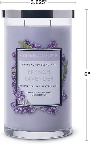 Vista 142 de Colonial Candle Vela perfumada en frasco, cilindros clásicos, brillo navideño, 2 mechas, 19 onzas, morado
