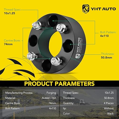 Miniatura 2 de YHTAUTO 4 espaciadores de rueda de 0.157 x 4.331 in de 2 pulgadas para modelos Arctic Cat, Honda, Yamaha, Suzuki, Can-Am, Bombardier, Kawasaki, 4