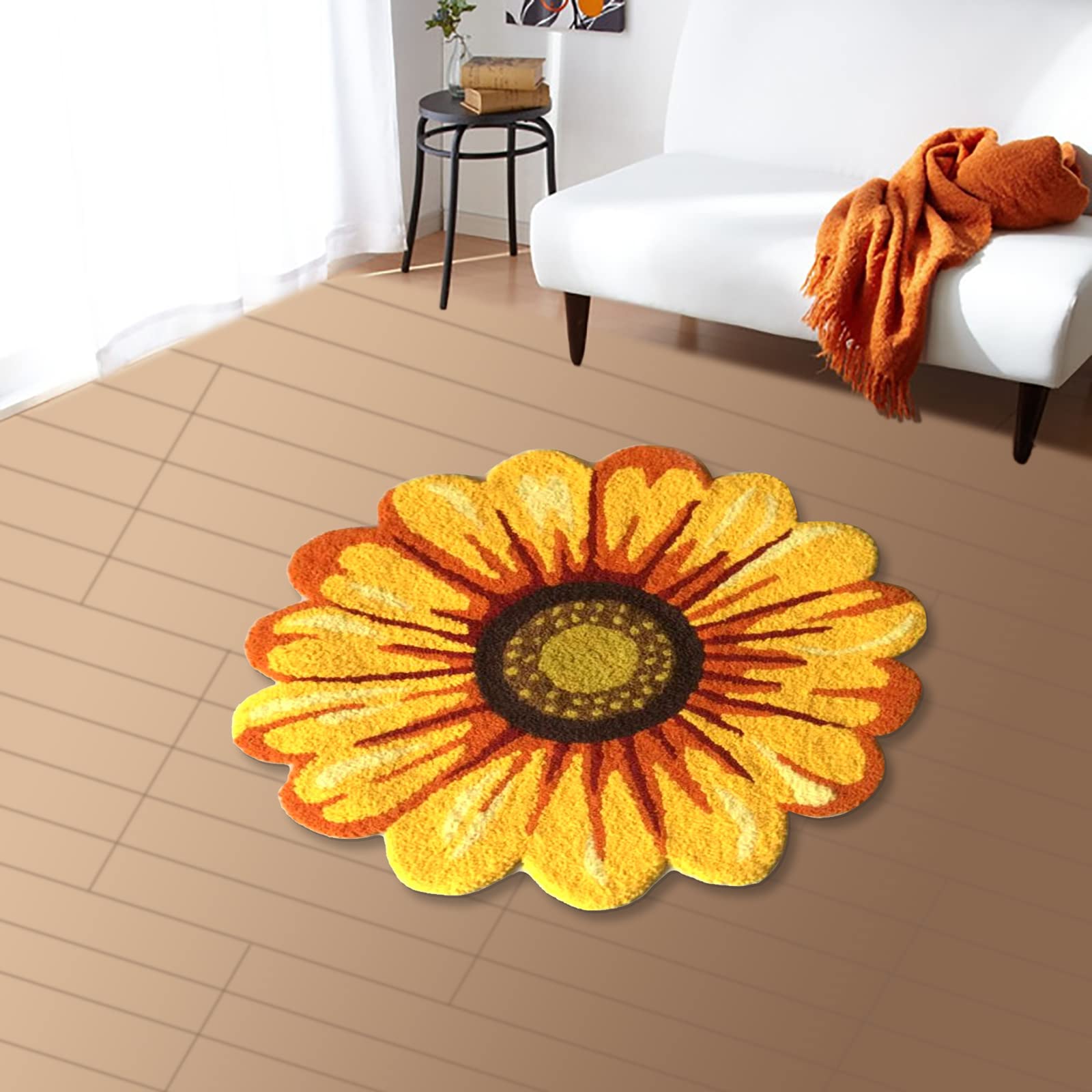 Amazon | Syhonic ハンドメイド ひまわり ラグ マット 25×25