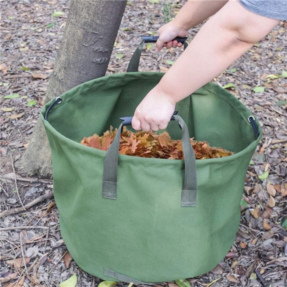 Bolsas de Basura de jardín, 42L Verde Impermeable Resistente Basura Sacos con Asas, Bolsas de Hierba de Hoja Plegable Reutilizable, para Recoger residuos de jardinería