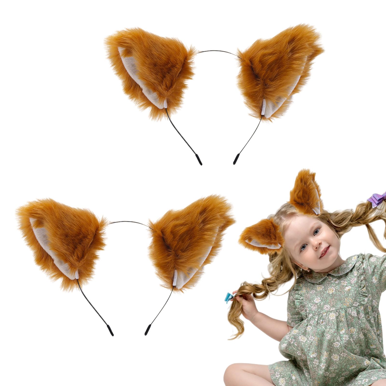 2pcs Fox Headband With Fox Ears, Animal Costume for Fancy Dress Up Fox Cosplay Halloween Accessories