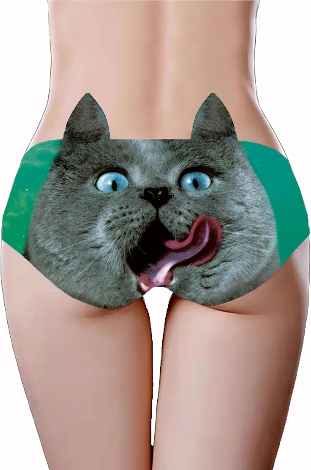 JINKAIJIA Women's Flirty Sexy Funny Naughty 3D Printed Animal Tail Underwears Briefs Gifts With Cute Ears - Image 4