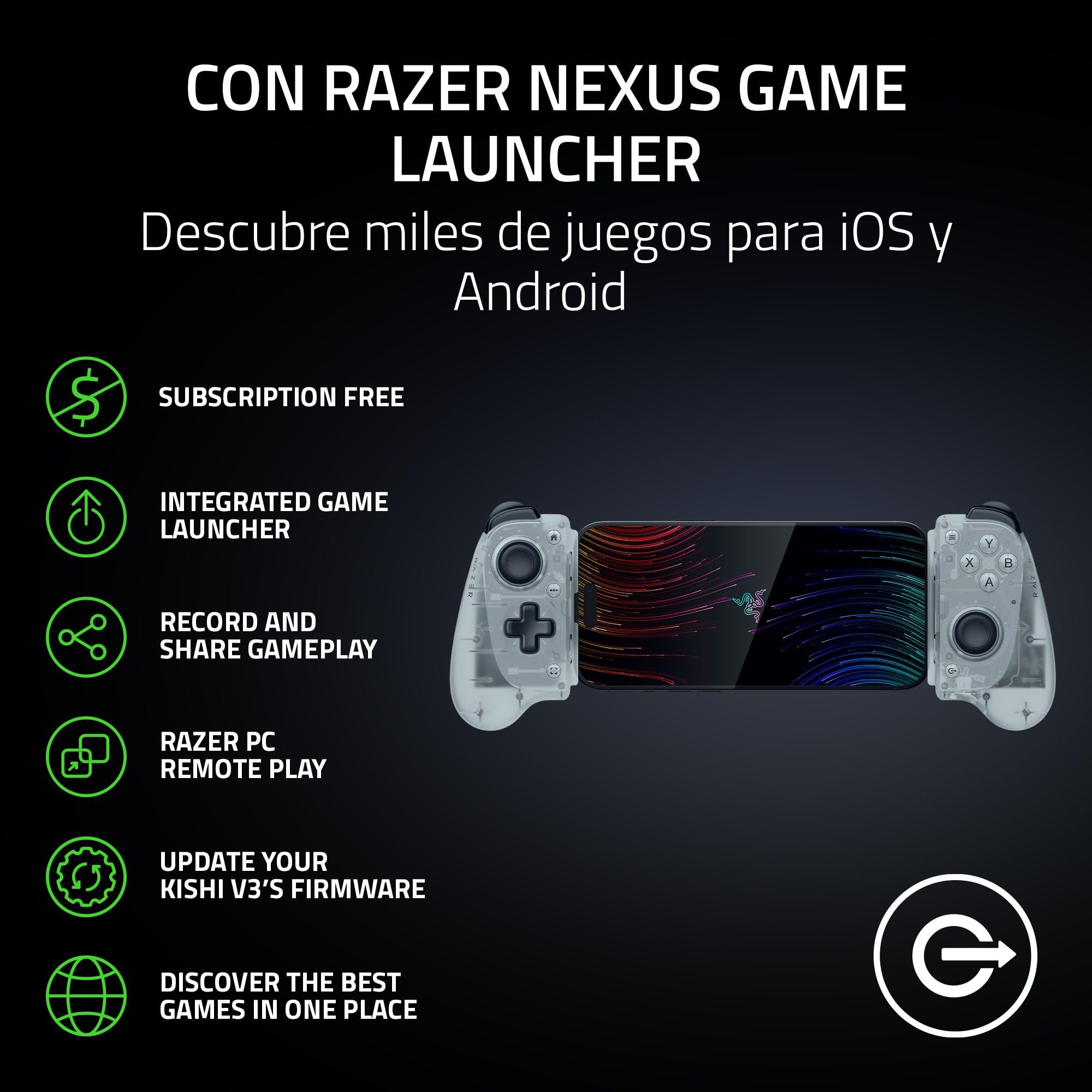 Razer Kishi V3 Phantom White - Mando móvil de tamaño Completo para Smartphones iPhone y Android - USB-C Plug-and-Play - Sticks analógicos Anti-Derive - 12 Botones - Haptics | Edición Phantom White