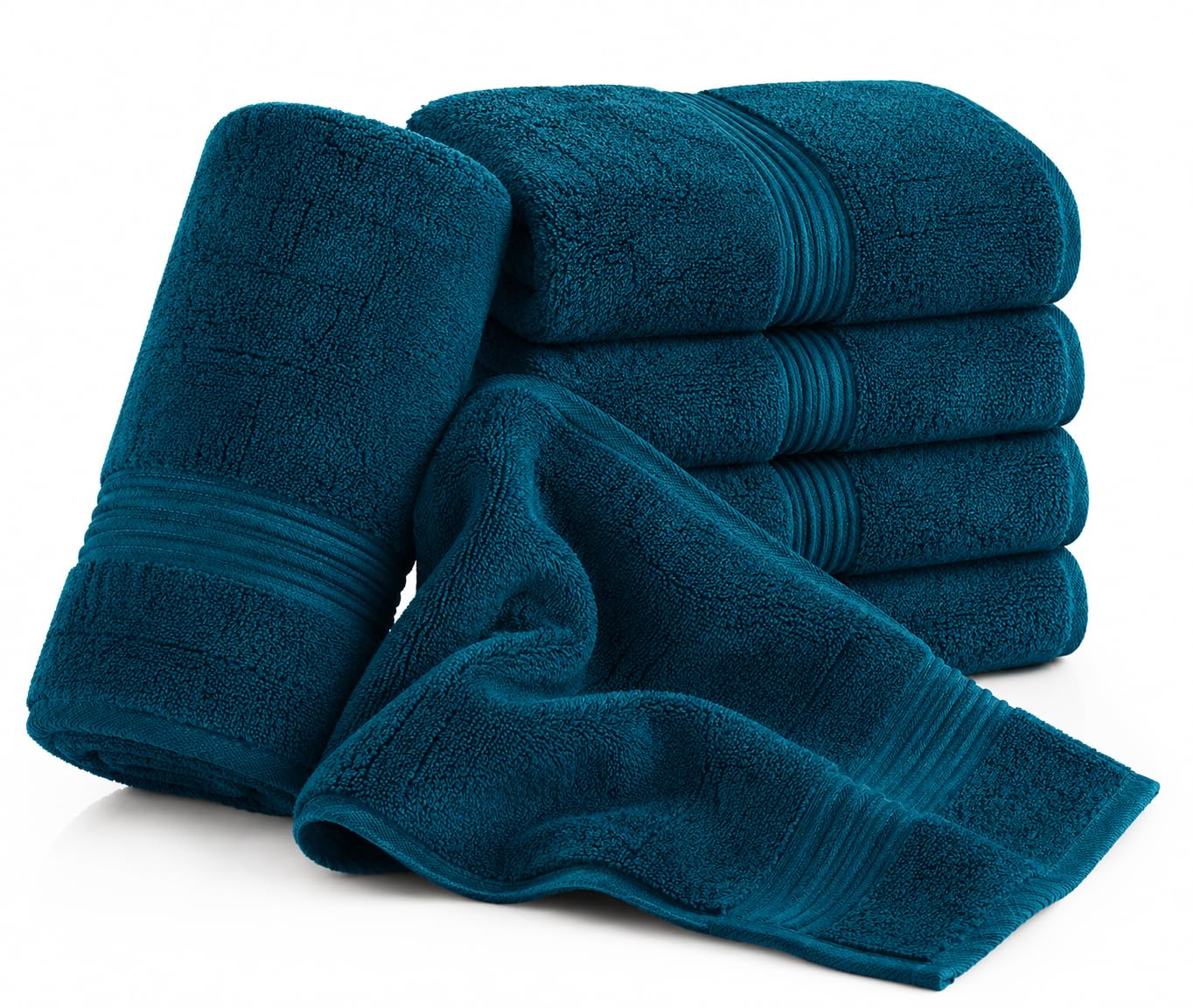 Nod Off Luxury 100% Egyptian Ring Spun Cotton Towels 600GSM | Super Soft Highly Absorbent Hotel Quality | Face Towel 30x30cm | Blue Lagoon | Pack of 4