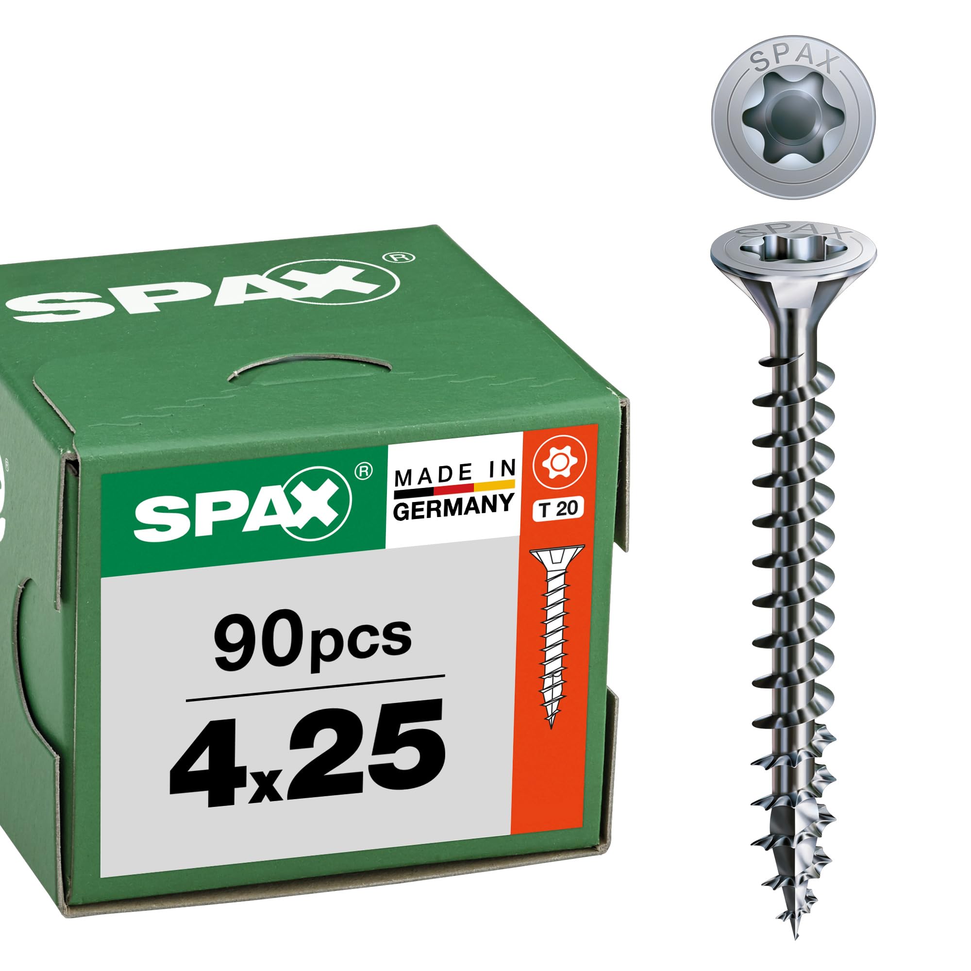 SPAX Wirox Universal Screws 4 x 25 mm Pack of 90 Countersunk Head T20 Fully Threaded — image 1