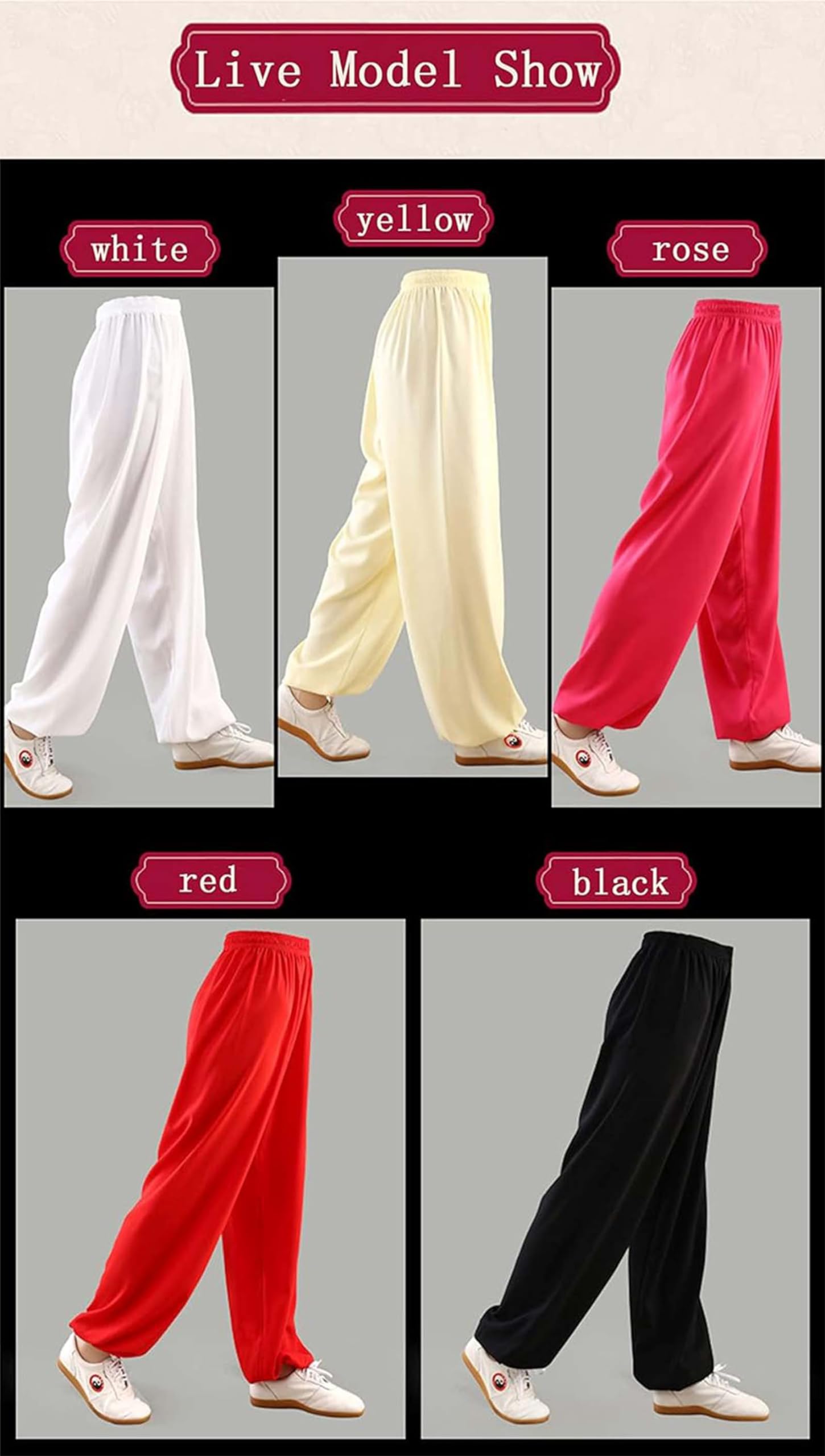 Genérico Pantalones De Tai Chi Cómodo Unisex Pantalones de Tai Chi Pantalones De Entrenamiento De Yoga Marcial Kung Fu De Lino y Algodón Transpirable Suave