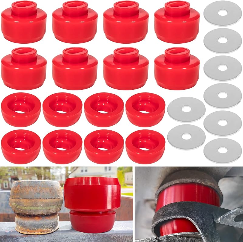 Kit de Buchas de Montagem da Cabine e Carroceria E-cowlboy para Chevy Silverado e GMC Sierra – Vermelho, 24 peças