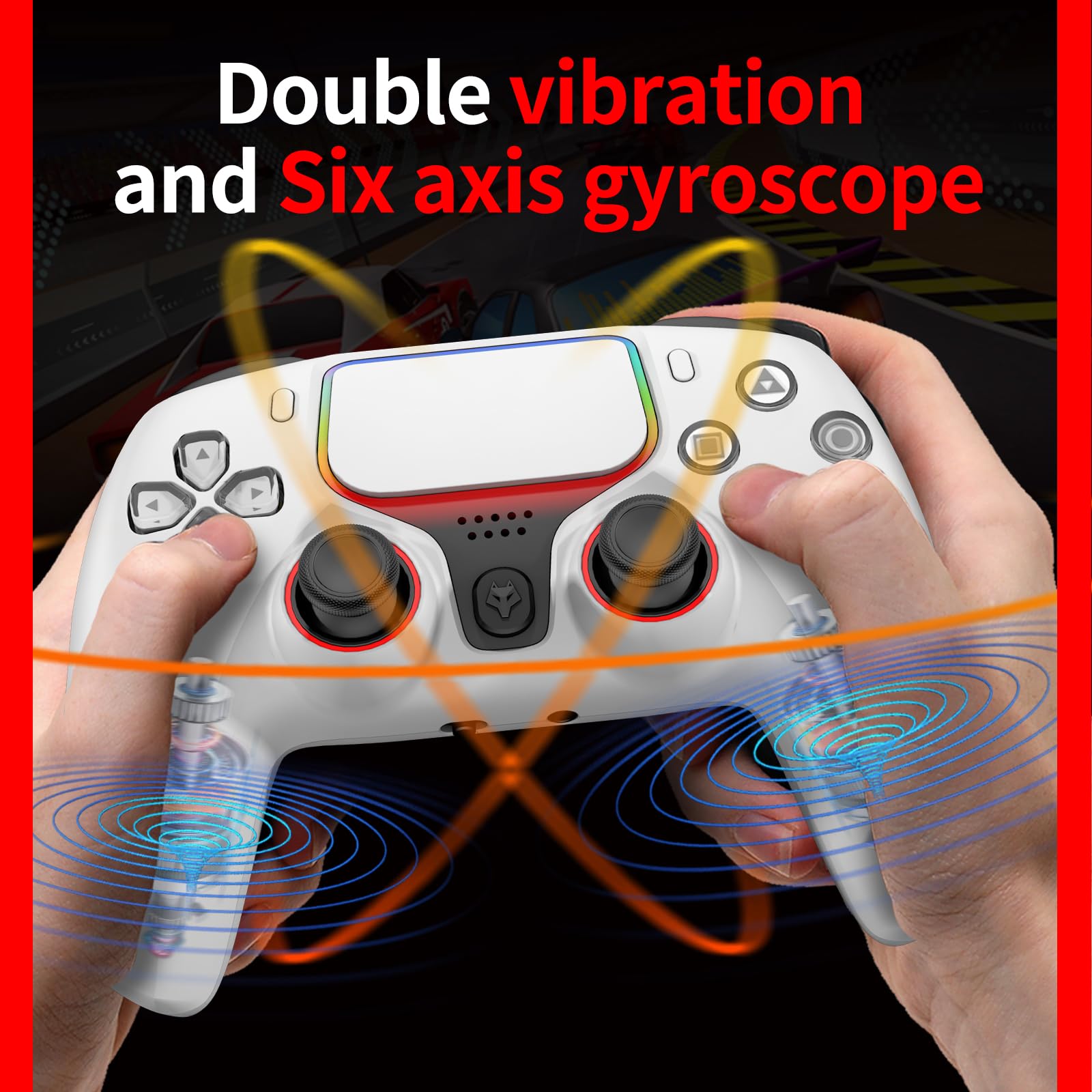 NBCP X-2 Controller für PS4,Hall Joystick/Auslöser, Wireless Gamepad Kompatibel mit PS4/Slim/Pro,TURBO, RGB-Licht, Programmierbare Tasten,Doppelvibration, Bewegungssensoren, Stereo-Kopfhöreranschluss