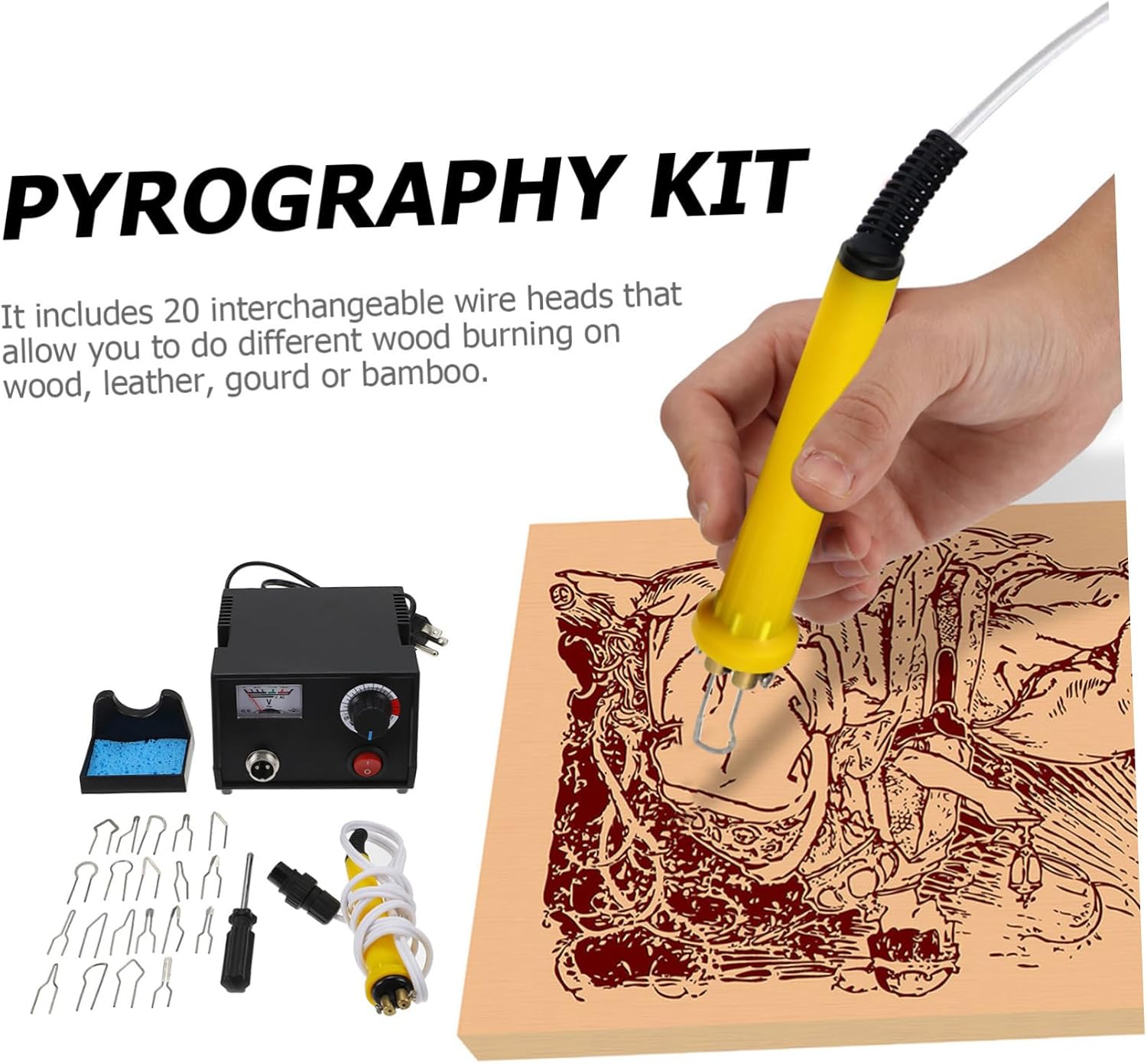 Wood Burning Tool Set Adjustable Thermostat Pyrography Kit Wood Burning Pen for Craft